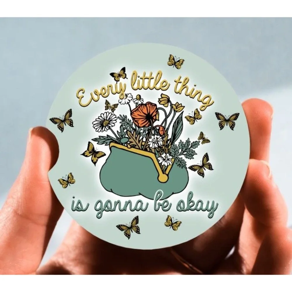 Set of‎ 2 Car Coasters, Is Gonna Be Ok Car Coaster, Neoprene Car Coaster